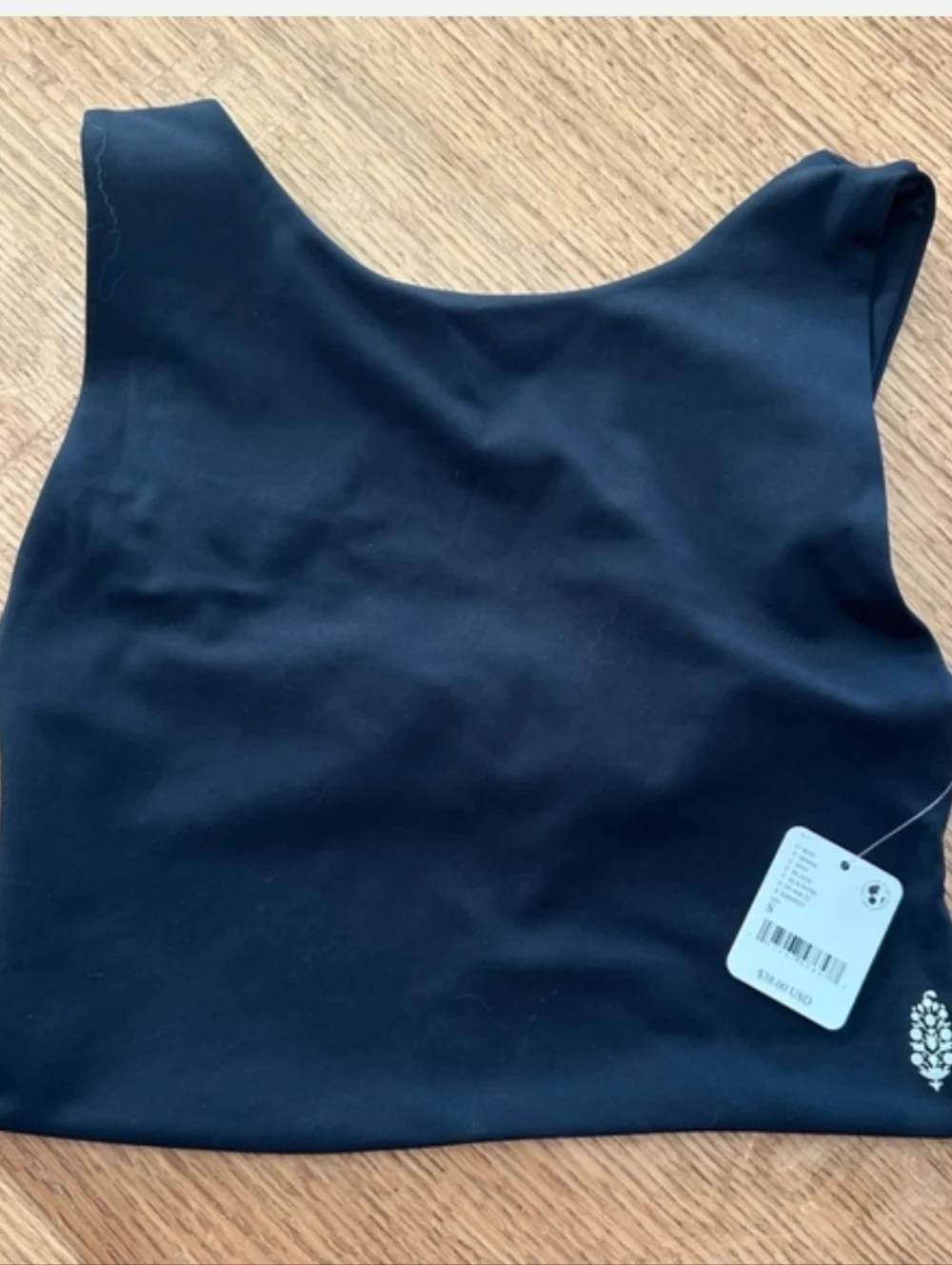 FP MOVEMENT FREE PEOPLE Be Right Back Crop Top Blck Square Neck Open Back NWT SM - Picture 2 of 16
